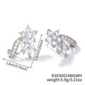 Floral crystal earrings in silver finish with AAA zircons and 18K gold-plated details - White Gold With White Zirconia