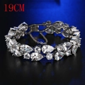 Bracciale di lusso in argento con cristalli di zirconia a pera e chiusura da 19 cm - 19cm / Platino Zircone Bianco