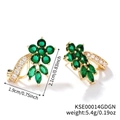 Green and white AAA zircon flower cluster stud earrings with 18K gold plating - Gold Green Zircon