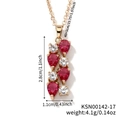 Collana dorata con pietre rosse a goccia e zirconi con dimensioni del ciondolo - KC Bianco e Rosa Rosso