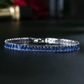 Macro di bracciale tennis argento con zirconi blu scuro a taglio baguette di lusso - Argento con zirconia blu reale (KSB00107WGGN19)