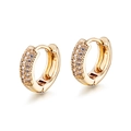 Classic 18K gold plated hoop earrings for men with three rows of micro-paved zircons - Gold