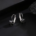 Square black zircon earrings with silver leverback closure in luxury display - Black (Square)