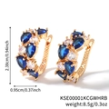 Orecchini a C dorati con zirconi blu a goccia e bianchi tondi con dimensioni - Oro-Blu