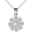 Versilberte Blumenkette mit Zirkonia-Kristallen im Birnenschliff und feiner Gliederkette - Weißgold Mit Weißem Zirkonia