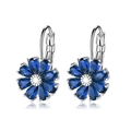 Blaue Blumen-Ohrringe mit Tropfen-Edelsteinen in Silberfassung für Damen - Blau