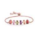 Dettaglio del bracciale regolabile oro rosa con zirconi rettangolari multicolore - Stile Rettangolo