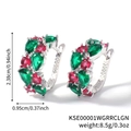 Orecchini a cerchio con cristalli alternati verde e rosa taglio a goccia - Argento-Verde Rosso Misto
