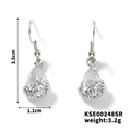 Classical silver teardrop earrings with clear zircon stones and floral hollow design - Silver Teardrop