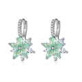 Boucles d'oreilles créoles fleurs double couche en zircon vert et blanc argenté - Plaqué Argent Zirconium Vert Clair