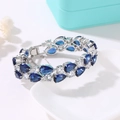 Silver bracelet featuring pear-cut dark blue gemstones and zircon in a luxury gift box - 19cm / Platinum Blue Zirconia