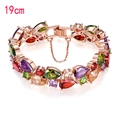 Rose gold bracelet featuring double rows of multi-color pear-cut zircons in 19cm length - 17cm / Rose Gold Multicolor