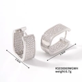 Orecchini a cerchio rettangolari con micro pavé di cristalli di zircone bianco - Stile Pavé Rettangolare Grande Argento (KSE00069WGWH)