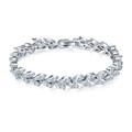 Elegante bracciale in argento con zirconi marquise e chiusura a scatto sicura - Tono Argento Regolabile