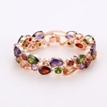 Rose gold bracelet with pear and round-cut colorful gemstones in various vibrant colors - Rose Gold Multicolor Style (KSB00099RGCR18CM)