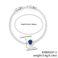 Bracciale tennis in argento da 19 cm con ciondolo in zircone blu a goccia e piccoli diamanti - Blu Scuro (1)