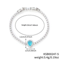 Dettaglio del bracciale tennis argento con zaffiro blu a goccia e zirconi trasparenti - Blu (5)