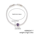 Dettaglio del bracciale argento con lunghezza 19 cm e zircone viola a forma di pera - Viola (7)