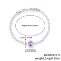 Dettaglio del bracciale tennis argento con pietra viola a goccia e misura di 19 cm - Viola Scuro (9)