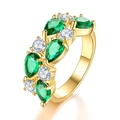 Elegante anello in oro rosa con cristalli verdi a goccia e zirconi bianchi brillanti - US 6 / Oro Zirconia Verde