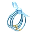 Set de cuatro pulseras de silicona con purpurina azul claro y lazo de cinta de raso - Azul cielo