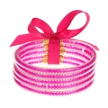 Set de 5 brazaletes fucsia con purpurina y lazo de satén con cierre metálico dorado - Rosa rojo