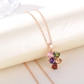 Elegante collana in oro rosa con cinque pietre preziose colorate a forma di goccia - Oro Rosa Colorato