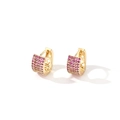 Orecchini a cerchio dorati con zirconi rosa e motivi geometrici su sfondo bianco - Oro 16k Rosso Rosa