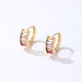 Orecchini a cerchio placcati oro 18K con zirconi arcobaleno dal taglio baguette - 16K Multicolore