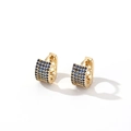 Piccoli orecchini a cerchio dorati con zirconi blu e motivi geometrici traforati - Oro 16k Blu Reale