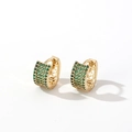 Orecchini a cerchio dorati con cinque file di pietre di zirconia verde micro-pavé - Oro 16k Zirconia Verde