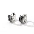 Minimalistische geometrische S925 Silber Creolen mit mehrreihigen schwarzen Zirkonia - Weiß K Schwarzer Diamant