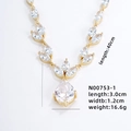 Vergoldete Halskette mit Wassertropfen-Zirkonia und Marquise-Blattkette, 40cm - 40CM / Gold