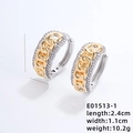 Orecchini a cerchio bicolore oro e argento con catena testurizzata e zirconi pavé - Stile con Motivo a Catena (E01513-1)