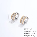 Orecchini huggie bicolore argento e oro con zirconi cubici scintillanti incastonati - Stile Pavé 9 Pietre (E01513-3)