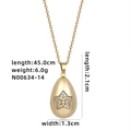 Collana dorata con ciondolo a goccia d'uovo, motivo a stella con cristalli e catena 45cm - Goccia d'Acqua Pentagramma Oro (N00634-14)
