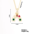 Collana con ciondolo a ferro di cavallo dorato e zirconi colorati, 1,4x1,5cm - Stile Ferro di Cavallo / Argento