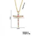 Collana croce minimalista dorata con pietre colorate e dettagli delle dimensioni - Stile Pavé Strass Multicolore (N00444-4) / Oro