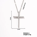 Collana con croce in argento con zirconi, altezza 2,8 cm e lunghezza catena 40+5 cm - Stile Pavé Semplice Argento (N00444-2) / Argento