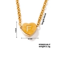 Detail view of 45cm gold heart pendant necklace with engraved letter F and dimensions - Letter F(KSN00146-F)