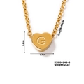 Minimalist gold heart pendant necklace with engraved letter G and 45cm chain - Letter G(KSN00146-G)