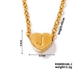 Gold heart initial pendant necklace with J engraving and 45cm chain dimensions - Letter J(KSN00146-J)