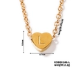 Golden heart pendant necklace with engraved letter L on a 45cm slim chain - Letter L(KSN00146-L)
