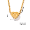 Gold-plated heart pendant necklace featuring engraved letter O on a fine chain - Letter O(KSN00146-O)