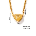 Gold heart-shaped pendant necklace with letter P engraving and minimalist chain - Letter P(KSN00146-P)