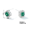 Elegante vierblättrige Kleeblatt-Ohrstecker mit grünen Edelsteinen und Zirkonia-Silber - Silber Basis Grüner Stein (E01036-6)