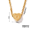 Gold heart pendant necklace with letter Q engraving and thin 45cm link chain - Letter Q(KSN00146-Q)