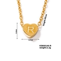 Minimalist gold heart pendant necklace with letter R engraving and 45cm chain length - Letter R(KSN00146-R)