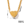 Gold heart pendant necklace with engraved letter T and elegant 45cm link chain - Letter T(KSN00146-T)