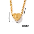Gold heart necklace with letter U engraving and thin 45cm link chain - Letter U(KSN00146-U)